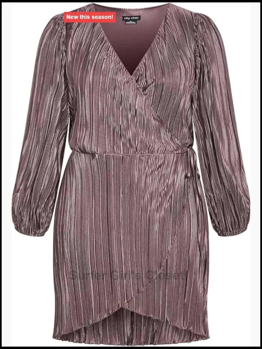 Plus Size True Wrap Mini Dress - V-Neck Long Balloon Sleeve Casual